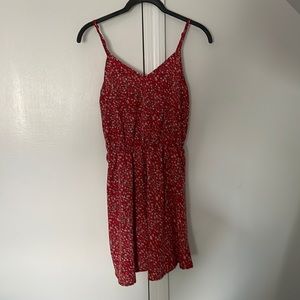 Shein XS red dress with flower pattern. Young adult or teen. Machine washable.
